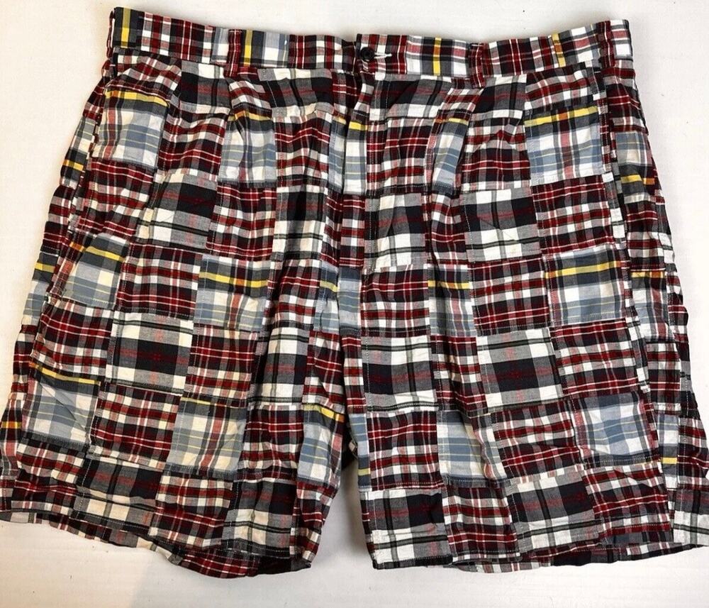 Jos A Bank Madras Plaid Shorts Men's 42 Blue Red Preppy Beach Resort